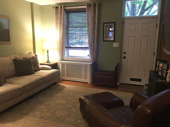 Living room looks out on the park