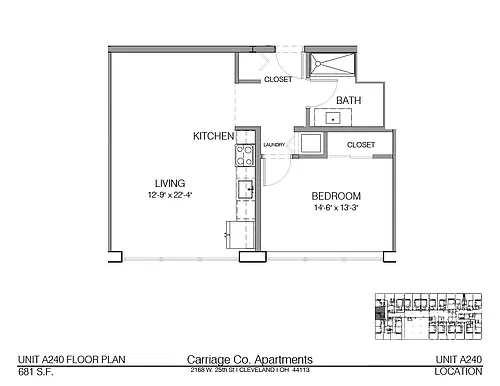 Floor plan c1-681 - 1 bed, 1 bath