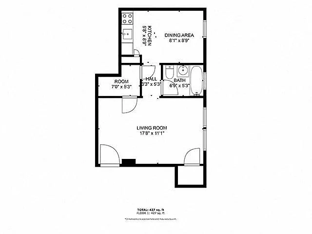 Floor plan Studio 1 Bathroom