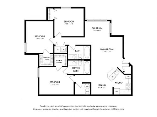 Floor plan Three Bedroom B