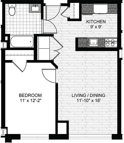 Floor plan 1 Bedroom B