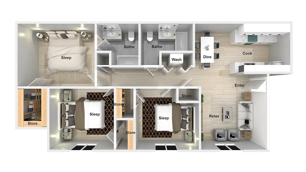 Floor plan 3 Bedroom 2 Bathroom