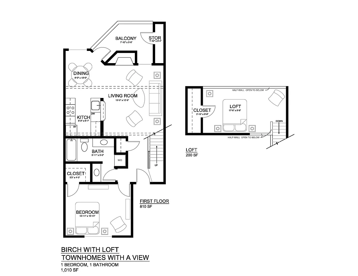 Floor plan Birch 1x1 Loft Modern