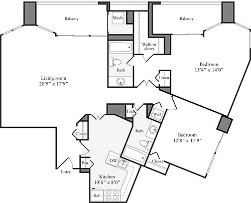 Floor plan 2 Bedrooms K