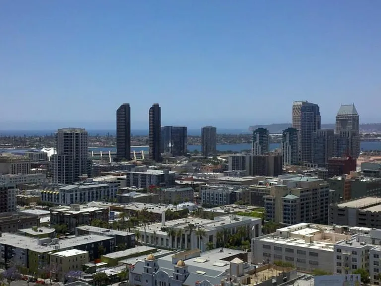 Roof deck view of downtown and Coronado