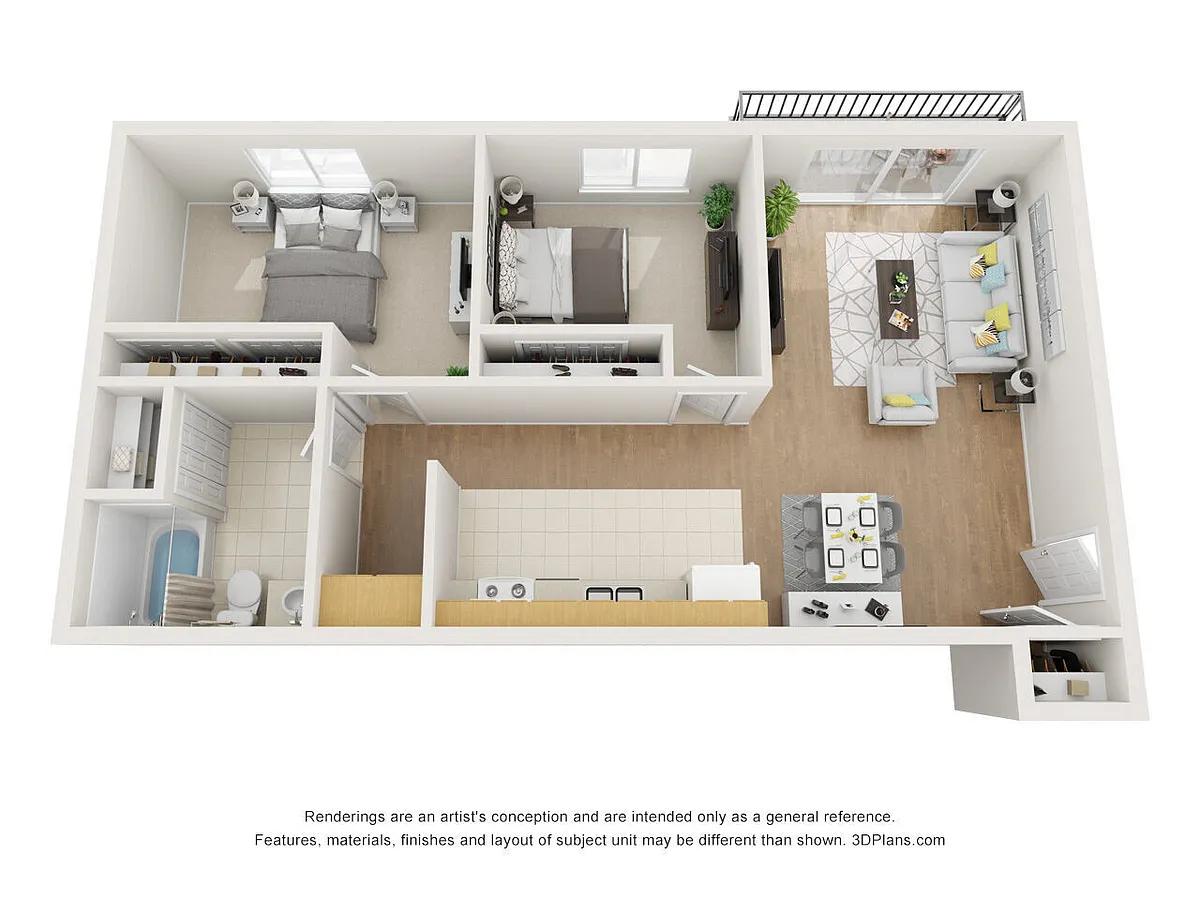 Floor plan 2BR1BA- A