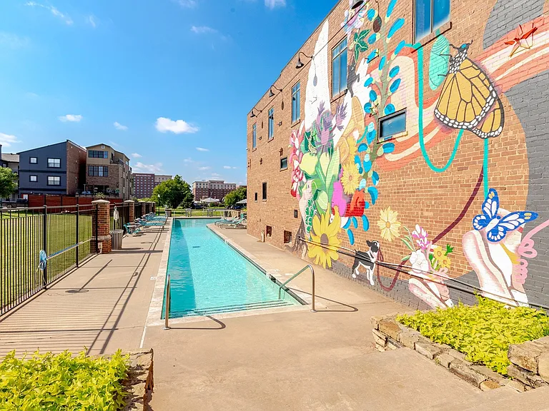 Pool Area with Beautiful Community Mural