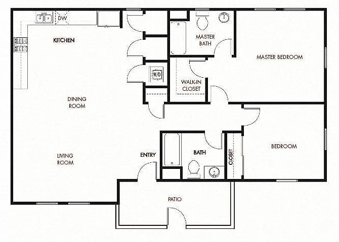 Floor plan LIVE - WORK Plan 1 - 2 Bedroom 2 Bath