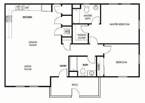 Floor plan LIVE - WORK Plan 1 - 2 Bedroom 2 Bath