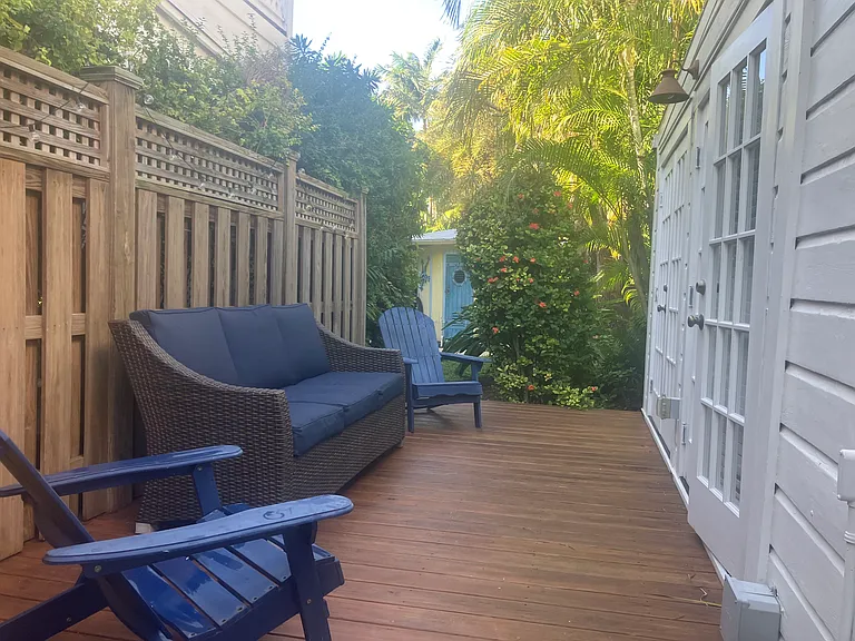 Deck
The two blue chairs are not there now