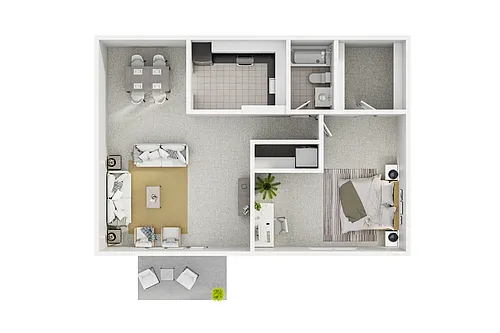 Floor plan Townhome - 1 Bedroom