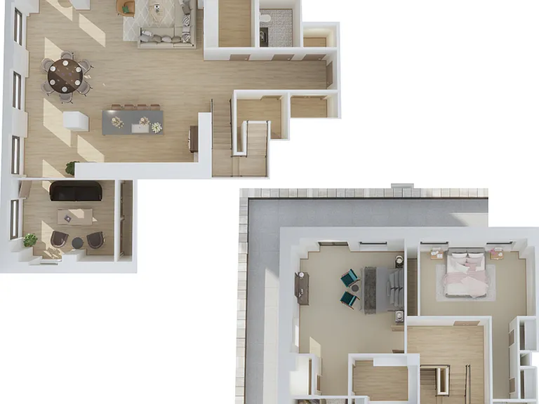Explore the elegance and spaciousness of this modern two-level apartment, designed to meet all your lifestyle needs. Explore the elegance and spaciousness of this modern two-level apartment, designed to meet all your lifestyle needs.
