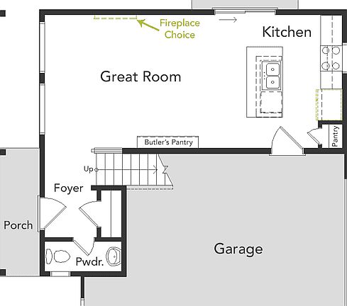 Rendering of Frieberger floorplan, 1st floor