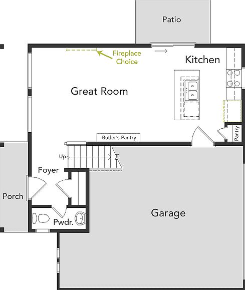 Rendering of Frieberger floorplan, 1st floor