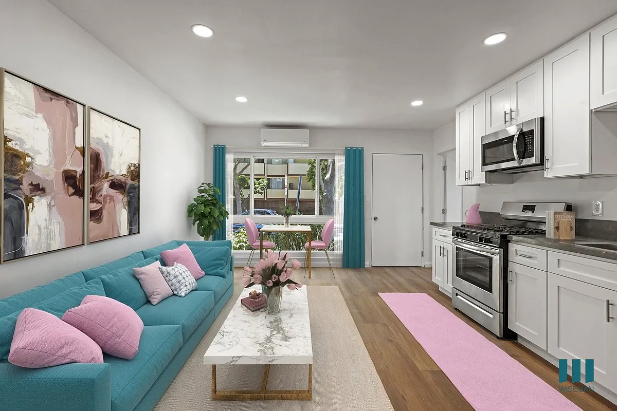 Open-Concept Kitchen, Dining, and Living Room Space - 7949 Romaine St