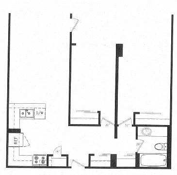 Floor plan 2 Bed 1 Bath H