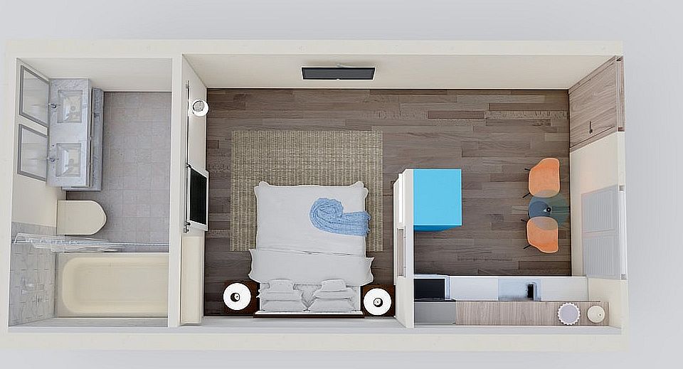 Luxury Studio Apartment 3D Floorplan