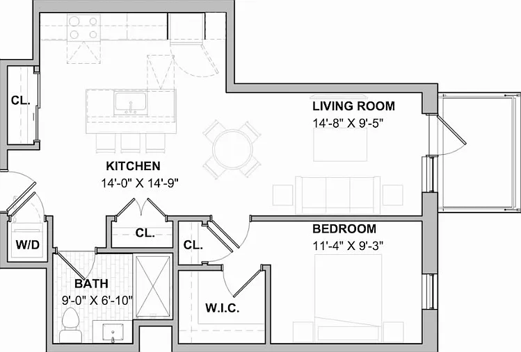 1 bed, 1.0 bath, 707 sqft, $3,045 — Photo 1