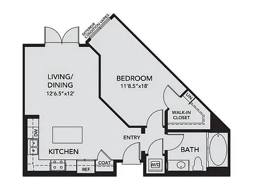 Floor plan A5 - 1 Bedroom, 1 Bath