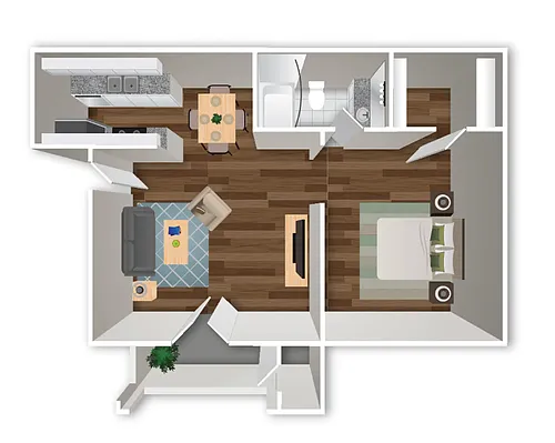 Floor plan 1 bed 1 Bath