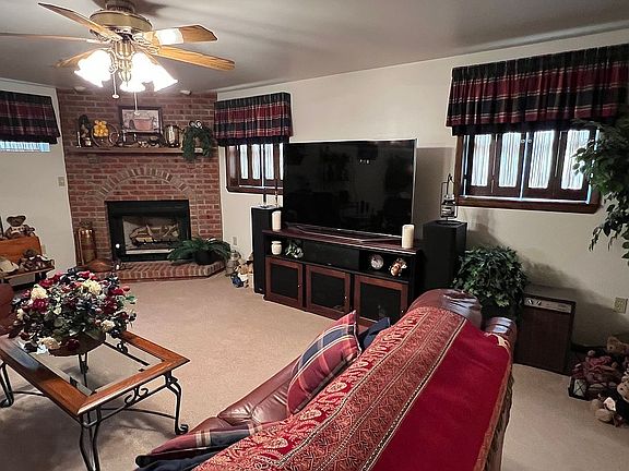 Fireplace in game room