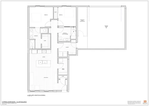 Floor plan 2 Bed 2 Bath Lower, 2+ Car Att Gar - Tile Shower