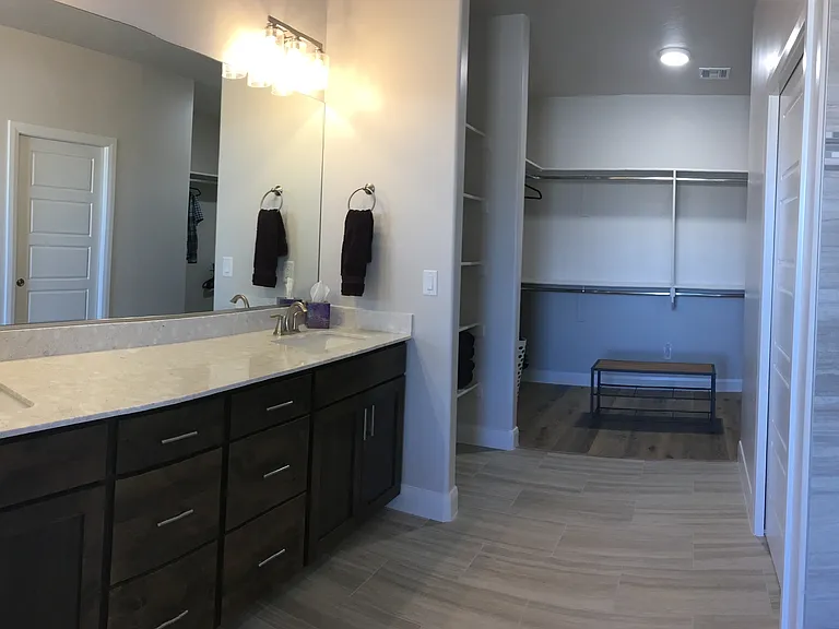 View of master bathroom walking in from master bedroom (shower to the right)