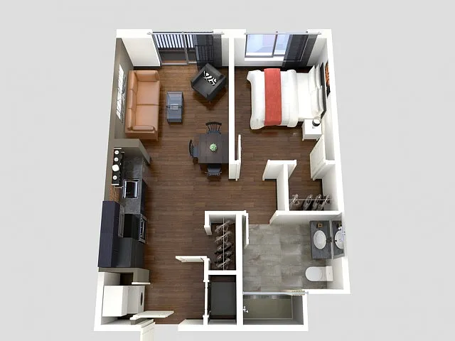 Floor plan One Bedroom-Top Floor