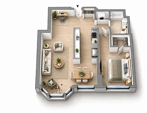 Floor plan 1B1B F4