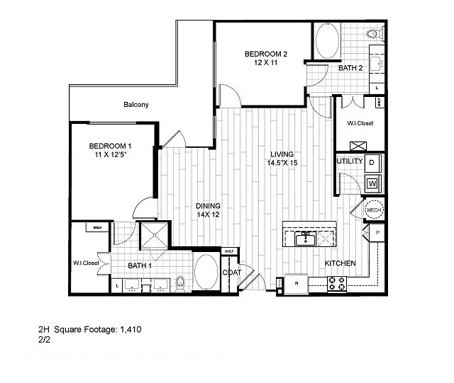 Floor plan 2 Bedroom 2 Bath