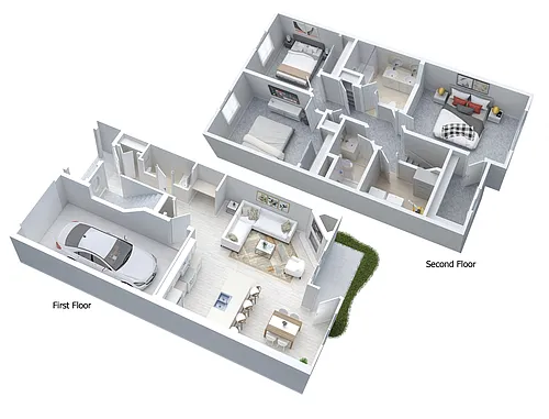 Floor plan 3 Bedroom - 2.5 Bath Townhouse