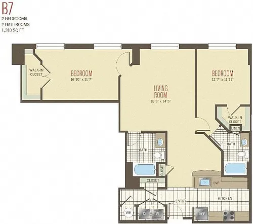 Floor plan 2 Bed 2 Bath - B7