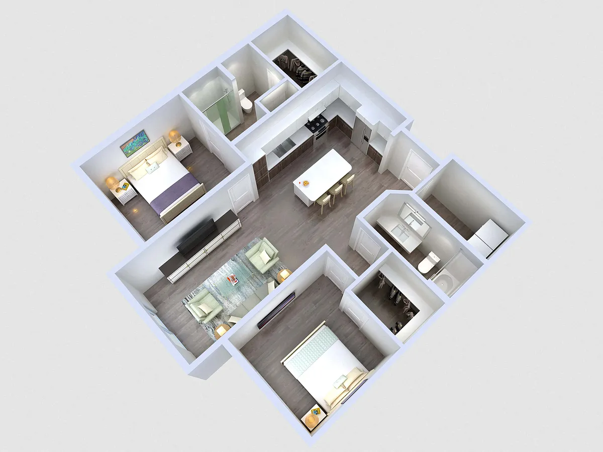 Floor plan B3: 2 Bed 2 Bath
