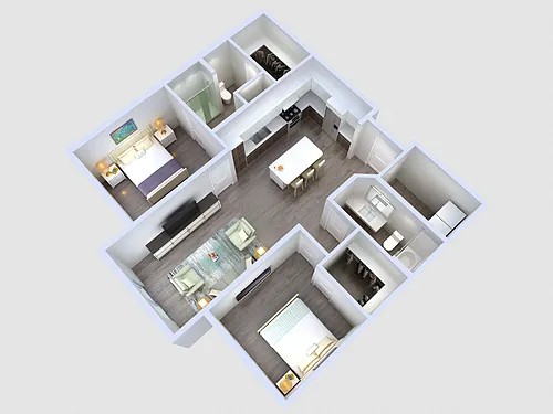 Floor plan B3: 2 Bed 2 Bath