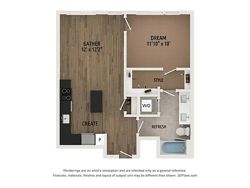 Floor plan A1- Affordable WDU 80 AMI