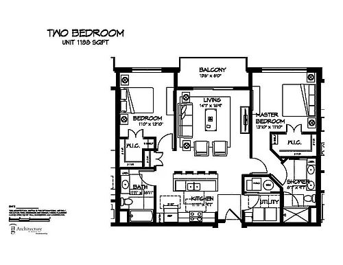 Floor plan Building B - Two Bedroom H