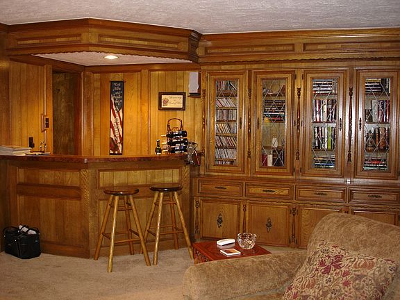Wet bar and bookcases