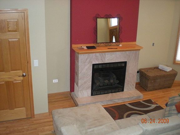 Gas fireplace with marble surround
