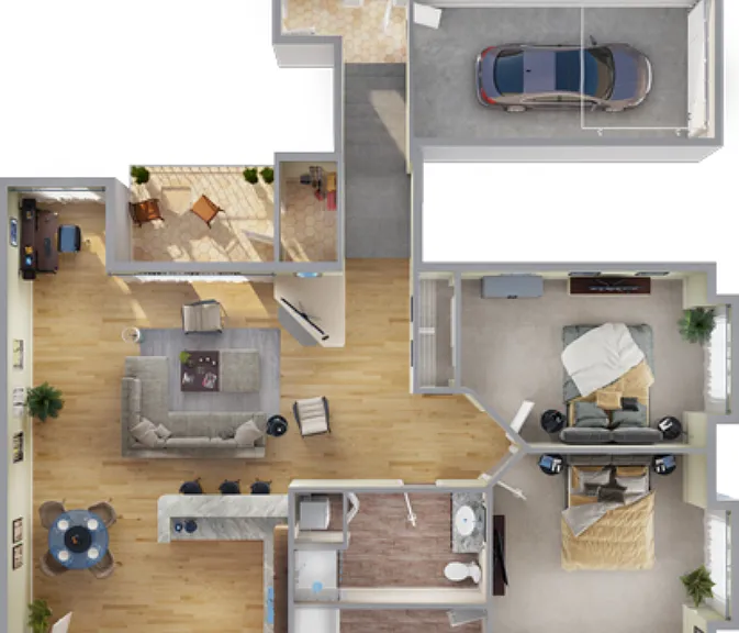 Two-Bedroom Townhome B Floorplan Diagram