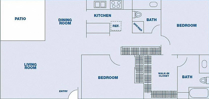 Floor plan 2 Bedroom/ 2 Bath w/ Den