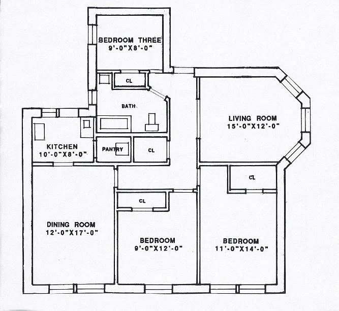 Floor plan 3 Bedroom - 1 Bathroom