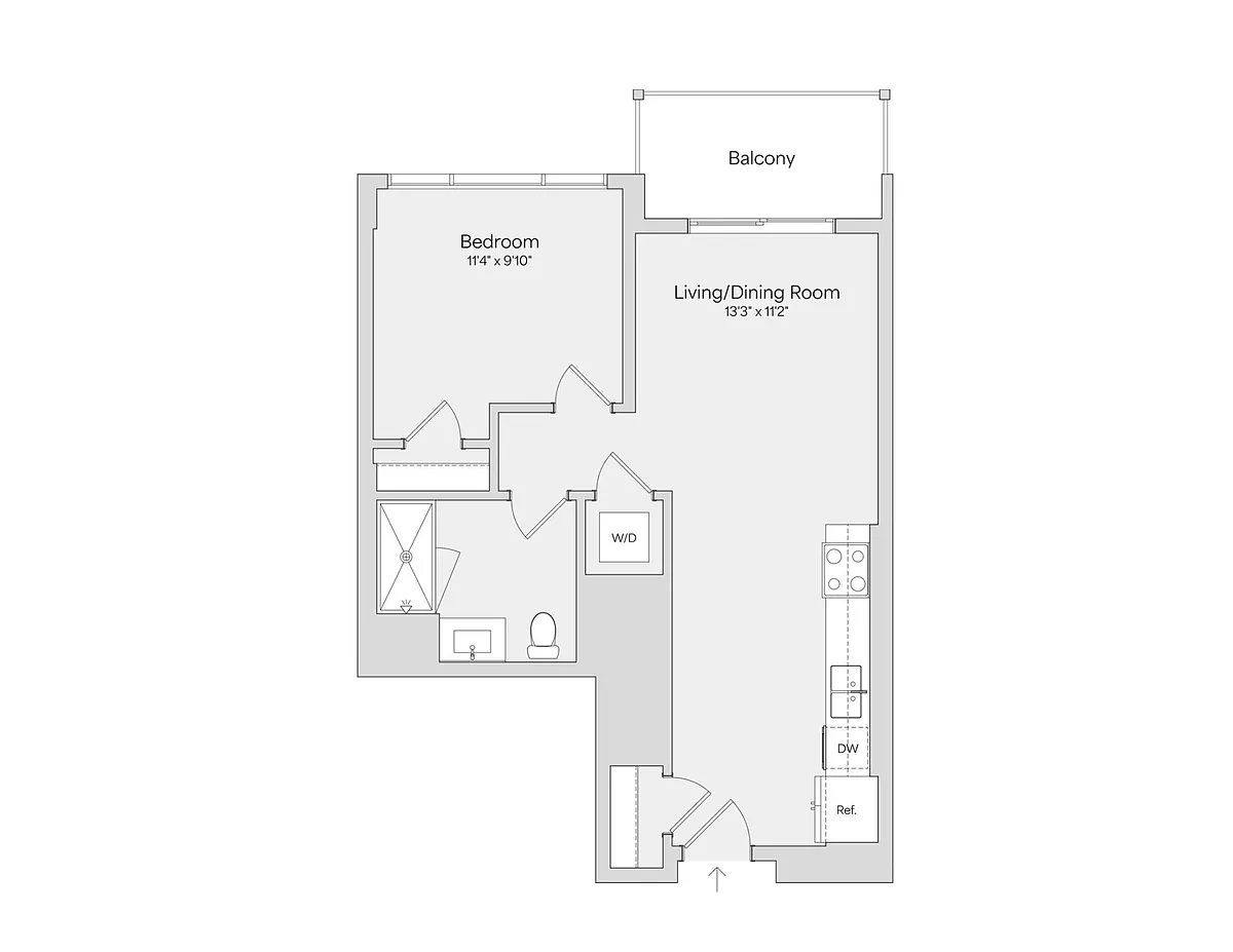 Floor plan 1BR 1BA (707 SF)
