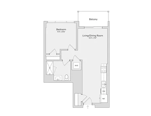 Floor plan 1BR 1BA (707 SF)