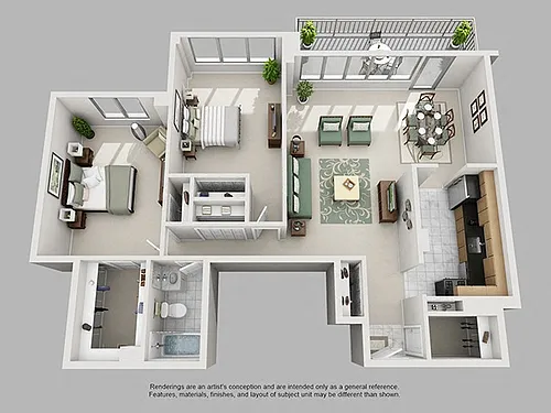 Floor plan 2 Bed, 1 Bath 1224 21