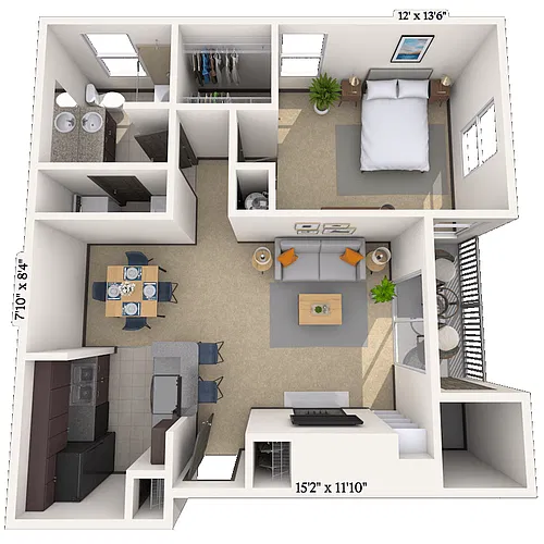 Floor plan Traditional 1x1 788 SF