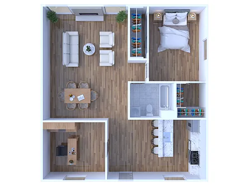 Floor plan 1 bed+Den 1 Bath