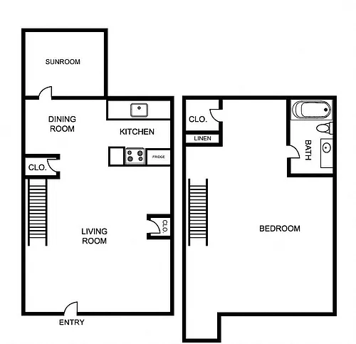 Floor plan A4 - Deluxe 1BR + Office Townhome