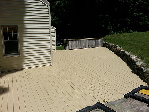 deck and stone walls