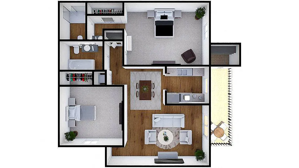 Floor plan Two Bedroom Two Bath