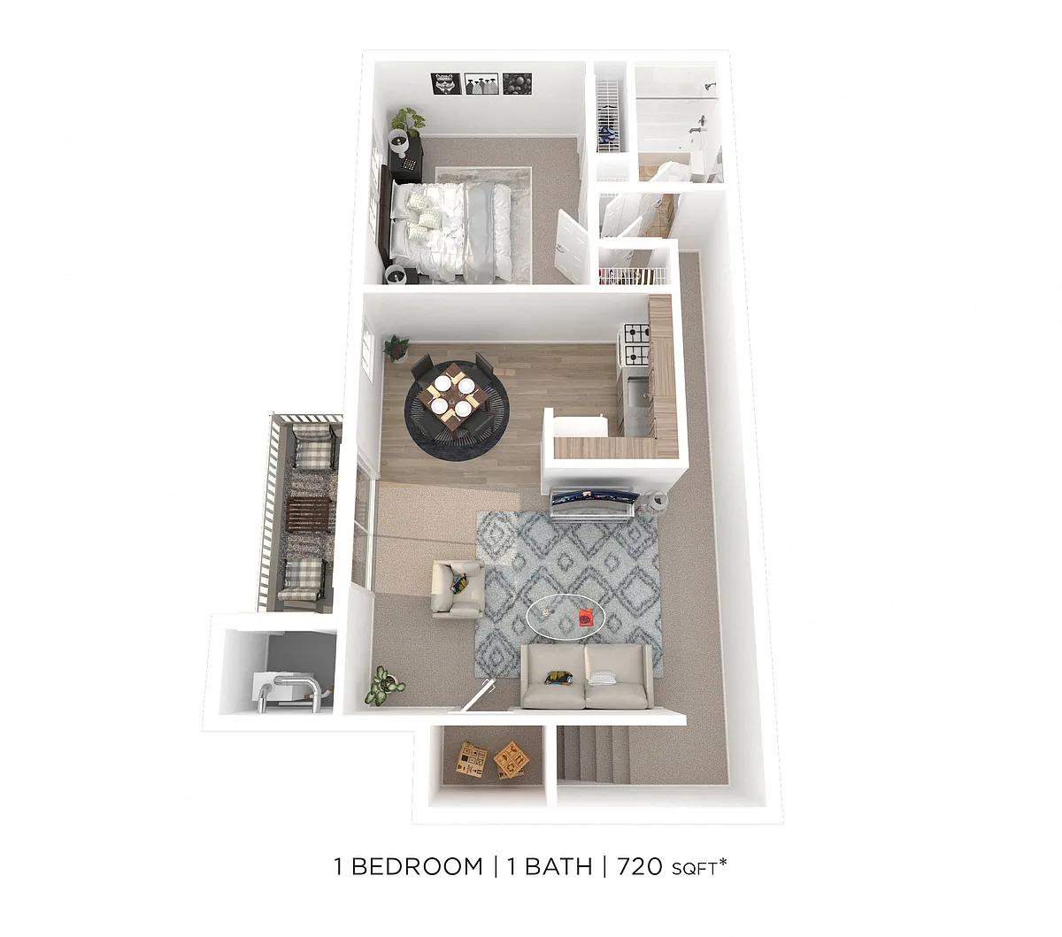 Floor plan One Bedroom - 720 sqft